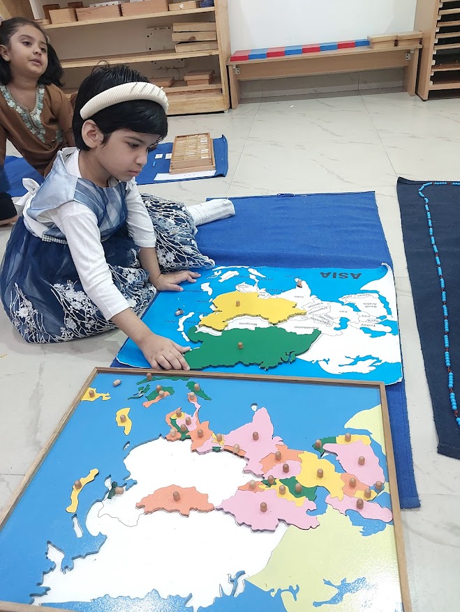 Children engaged in Montessori learning
